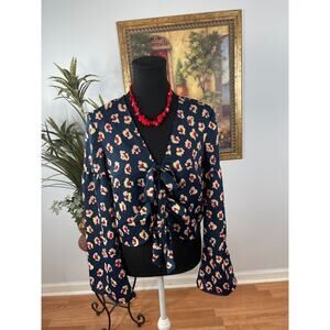 BCBGeneration Top Womens S Floral Tiered Layered Ruffle Soft Girl Artsy Boho